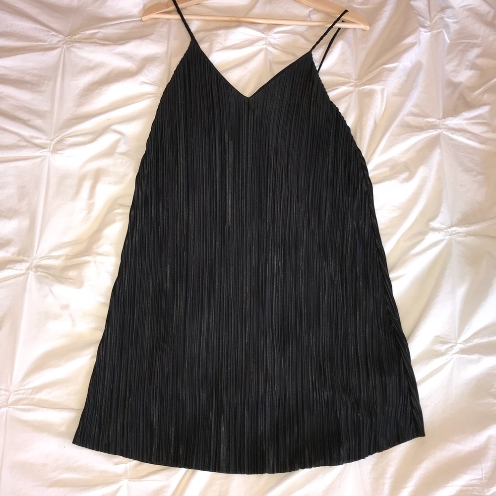 Final Touch (Uniquities) Textured Black Slip Dress